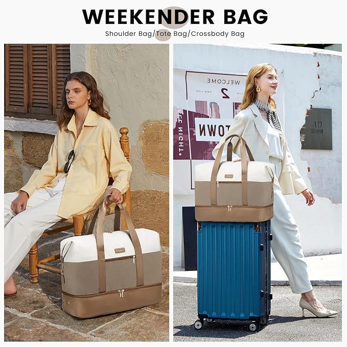 LOVEVOOK Weekender Bag for Women, Large Duffle Bag for Travel with 2 Packing Cubes, Carry on Overnight Bag with Shoe Compartment, Mom Hospital Bags for Labor and Delivery