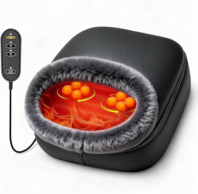 CooCoCo 2-in-1 Shiatsu Foot Massager with Heat - Christmas Gifts for Men, Women, Kneading Feet Massager Machine Cushion Feet Warmer, Massagers for Back and Foot Relief