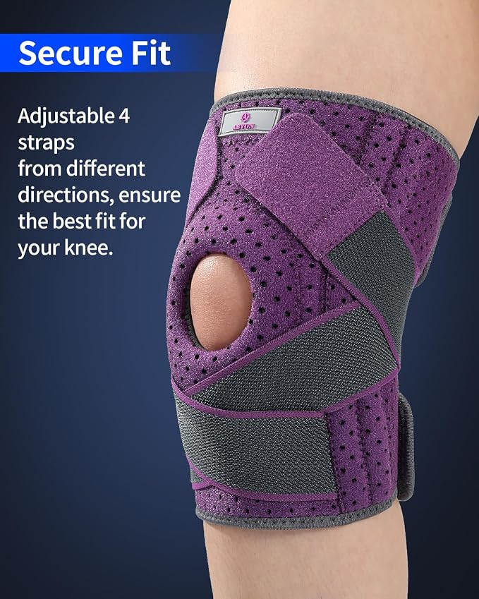 ABYON Knee Brace for Women/Men Meniscus Tear, ACL, Arthritis.Knee Support with Dual Side Stabilizers & Crossed Compression Straps Maximum Support for Knee Pain Relief and Fast Recovery