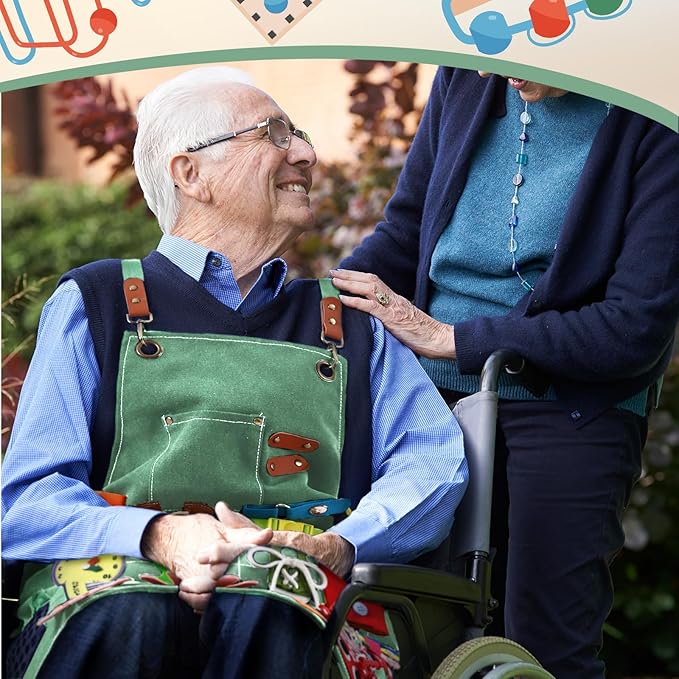 Fidget Apron for Elderly Fidget Blanket for Dementia Alzheimer's Therapy Activity Apron Anxiety Relief supplies(Green)