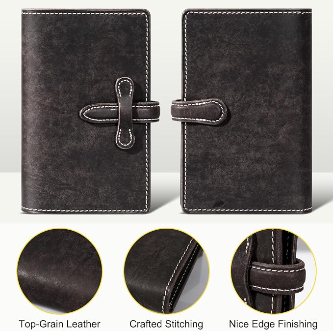 Leather Passport Holder for Travel,Passport Wallet,Dark Gray | RFID Blocking Card Slot,Top-Grain leather with Magic Buckle,Boarding Pass Pocket,Retro Style,Slim and Light-weight