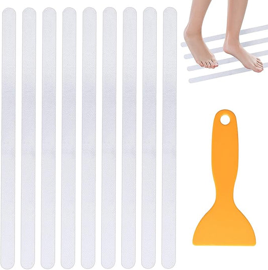 Supkiir Bathtub Non Slip Stickers, 24 PCS Anti Slip Adhesive Shower Treads with Scraper for Bath, Tub, Shower, Pool, Stairs, Ladders, Kitchen, 15’’