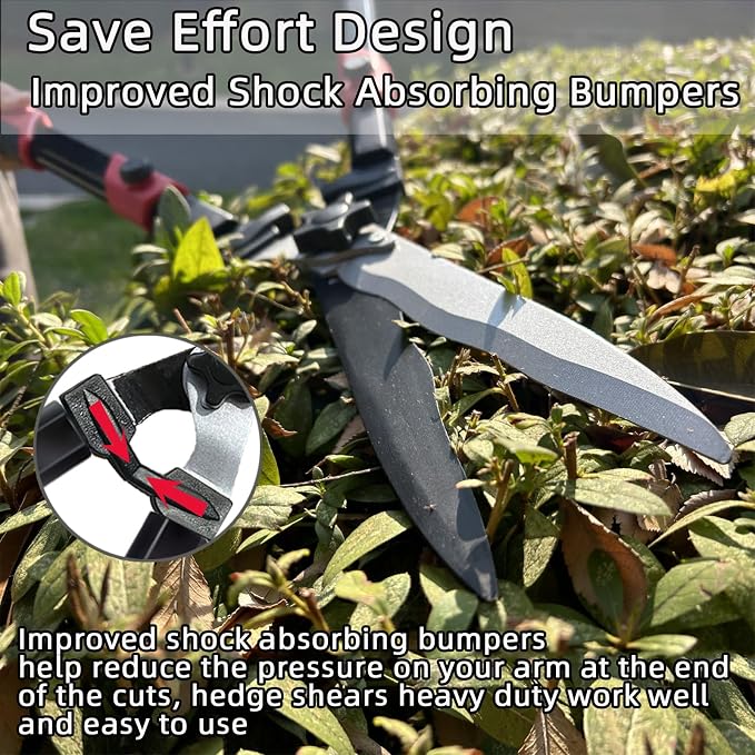 YRTSH Hedge shears, Extendable 26"-32" Hedge Clippers with Sharp Wavy Blade, Manual Hedge Trimmer for Trimming Borders and Shaping Shrubs, Garden Shears Pruner for Lawn and Yard Tools