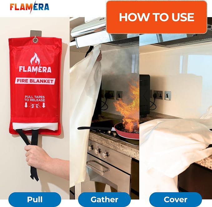 Emergency Fire Blanket for Home and Kitchen (4-Pack) Fireproof and Fire Suppression Blanket | 40"x40" Fiberglass Fire Blankets for Home Safety, Camping, and Office - Fire Retardant Blankets for Fires