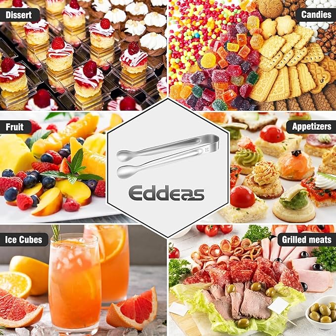 12PCS Ice Tongs Mini Sugar Tong - 2 Sizes 6 & 4 Inch Stainless Steel Small Serving Tongs, Small Kitchen Tiny Tong for Appetizers,Tea Party, Coffee Bar, Desserts (Silver)