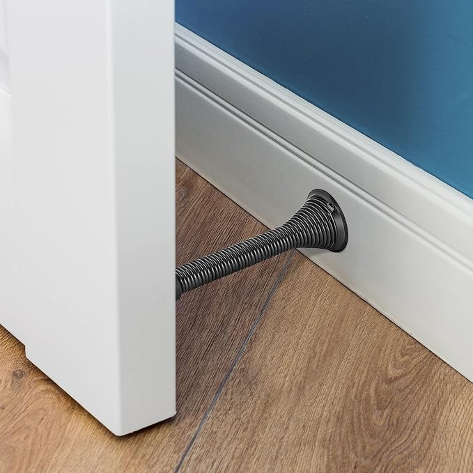 Ravinte Door Stoppers, 30 Pack Black Spring Door Stops with Rubber Bumper, Door Stoppers for Bottom of Door
