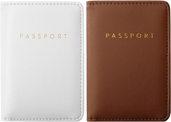 2 Pcs Passport Cover Holder for Travel Waterproof Leather Passport Wallet Case Book Travel Cruise Essentials for Women Men | 2 Pieces