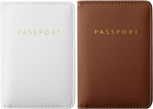 2 Pcs Passport Cover Holder for Travel Waterproof Leather Passport Wallet Case Book Travel Cruise Essentials for Women Men | 2 Pieces