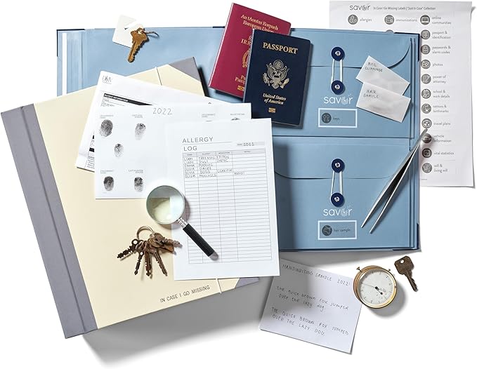 The Folio® If I Die Binder Organizer with Labels by Savor | Acid-Free Important Document Organizer with 10 Pockets, Document Holder for Birth Certificate, Wills, and Investment Plans (Slate)