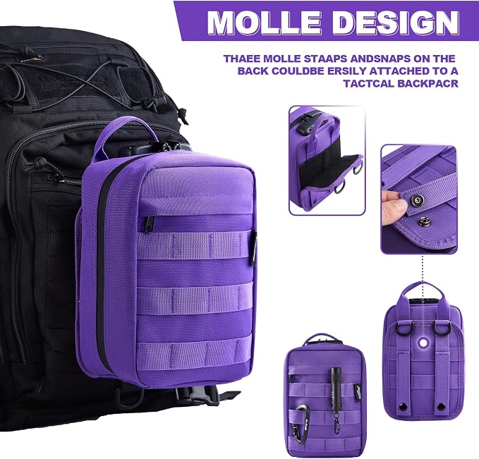 Storage Bag with Combination Lock Small Carbon Lined Tactical Molle Box Medicine Money Cosmetic Organizer Case Great Gifts for Men Women