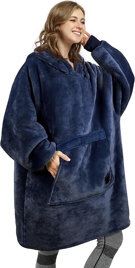 Catalonia Oversized Blanket Hoodie Sweatshirt, Wearable Sherpa Lounging Pullover for Adults Women Men