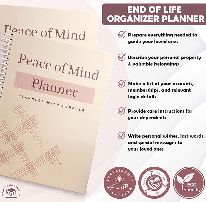 Planners with Purpose End of Life Planner - Guided Final Arrangements When I'm Gone Workbook Organizer Notebook for Beneficiary Info, Will Preparation, Last Wishes, Funeral Planning - Peace of Mind B5