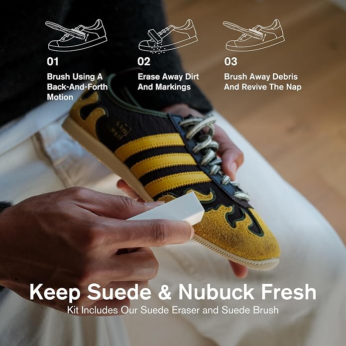 Jason Markk Suede Cleaning Kit, Shoe Cleaner, 2-Piece Set, Brush & Stain Eraser, Sneaker Care, Ideal for Footwear, Safe for Leather, Suede, Nubuck, Cotton, Knits