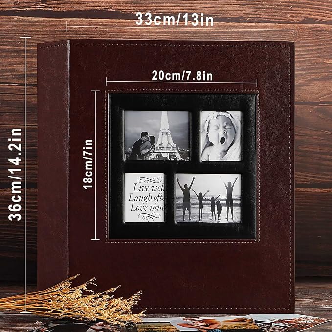 Ywlake Photo Album 4x6 1000 Pockets Photos, Extra Large Capacity Family Wedding Picture Albums Holds 1000 Horizontal and Vertical Photos Brown
