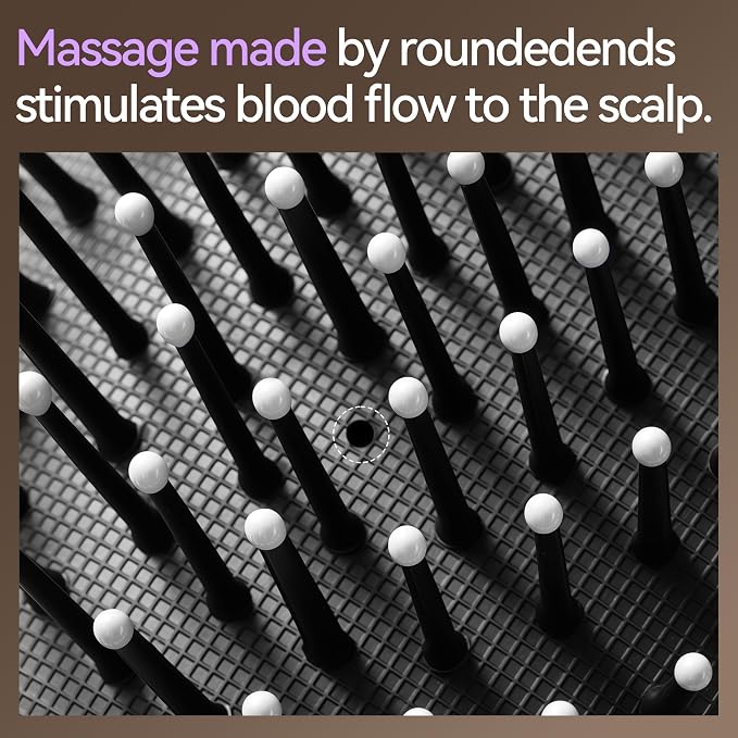 Hair Brush for Men, Detangling & Styling Hairbrush with Flex Cushion Base | Ball-Tipped Bristles, For Wet/Dry Use, Scalp Massage Function, Detangler Brushes for Fine/Thin/Thick Hair, White