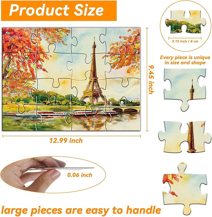 5 Packs 16 Piece Large Jigsaw Puzzles for Elderly Dementia Alzheimer's Products Activities, Alzheimer's Puzzles Cognitive Games for Adults Elderly Seniors with 5 Storage Bags