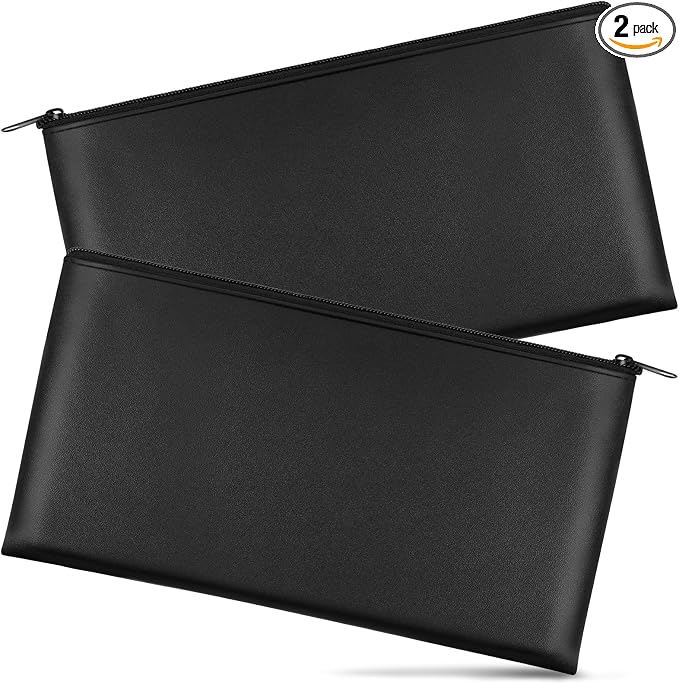 2 Pieces Money Bags with Zipper, 11x6.1 inch Money Pouch, Bank Bag, Cash Bag, Check Wallet, Cosmetics