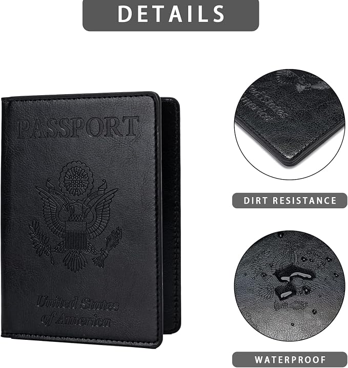2 Pcs Passport Holders，Ultra Slim Passport Wallet for Travel Essentials | PU Leather Passport Cover for Women and Men (Black & Green)