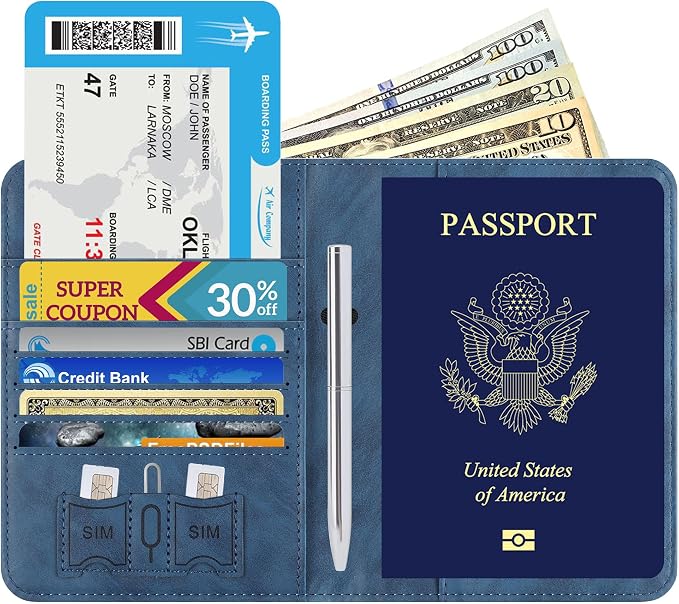 Passport Holder for Travel Essentials, RFID Passport Cover | Rfid Blocking Wallet, Synthetic Leather Case, Vacation Travel Accessories, For Women Men