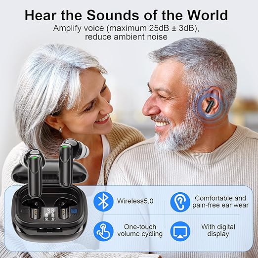 Digital Hearing Aids,Samildanach Noise Cancelling Hearing Amplifiers for Seniors with Bluetooth,Rechargeable Hearing earbuds with Crystal Clear Sound, and LED Power Display