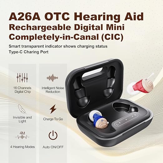 Hearing Aids for Seniors - iadr Hearing Aids for Adults with Advanced Noise Cancellation - Easy Volume Control with Portable Charging Case