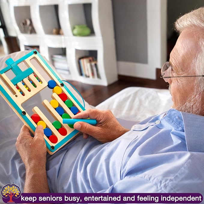 Alzheimers Products for Elderly, Dementia Fidget Toys for Seniors, Handhold Games Memory Care Activities for Parkinson Patients, Easy Cognitive Puzzle Magnetic Maze Matching Board Crafts Gadgets Gifts
