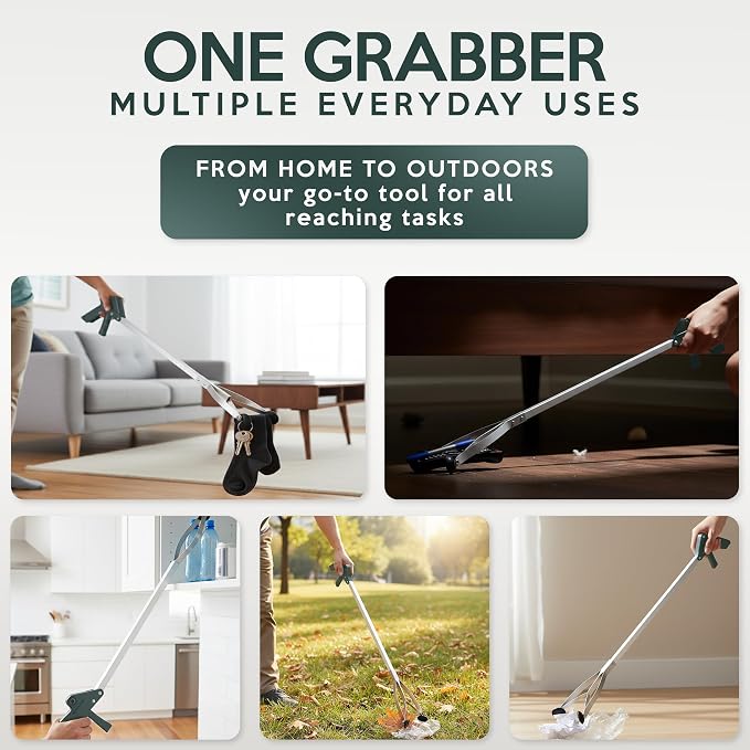 32" Suction Cup Grabber Reacher – Extra Long Reach Pick Up Tool for Seniors, Heavy Duty Trash & Litter Picker, Easy Grip Handle for Effortless Cleaning and Comfort