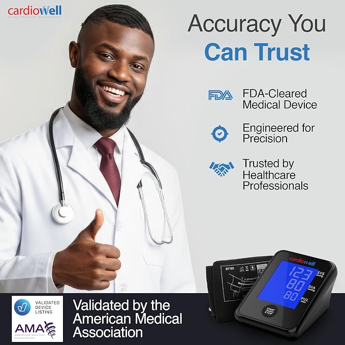 4G LTE Cellular High Blood Pressure Monitor – AMA Validated Accurate BP Device for Home Use, Automatic Upper Arm Large Cuff for Adults and Patients, Portable Heart Monitor