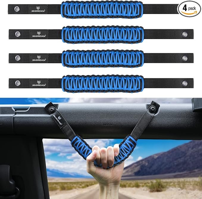 SEVEN SPARTA 4pack Roll Bar Grab Handles for Ford Bronco 2021-2026 2/4 Door | No Drill Install, Color-Matched Paracord Handles, Uses Factory Bolts, Sturdy & Comfortable Grip for 2021-2026 Bronco 2/4 Door