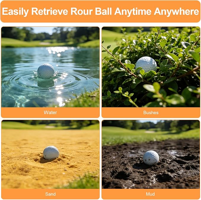 Golf Ball Retriever Telescopic, 9Ft Golf Ball Retriever for Water, Professiona Stainless Steel Ball Retriever Tool Golf, Light Weight Double Sided Golf Ball Grabber, Golf Accessories Gifts