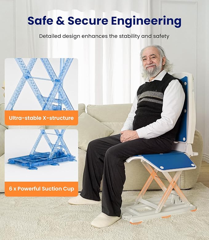 VOCIC Upgrade Electric Chair Lift with Wheels, Get Up from Floor, Portable Lift Assist Devices for Elderly, Includes 2 Types Suction Cups, Support Up to 300 LBS, No Assembly, AX10