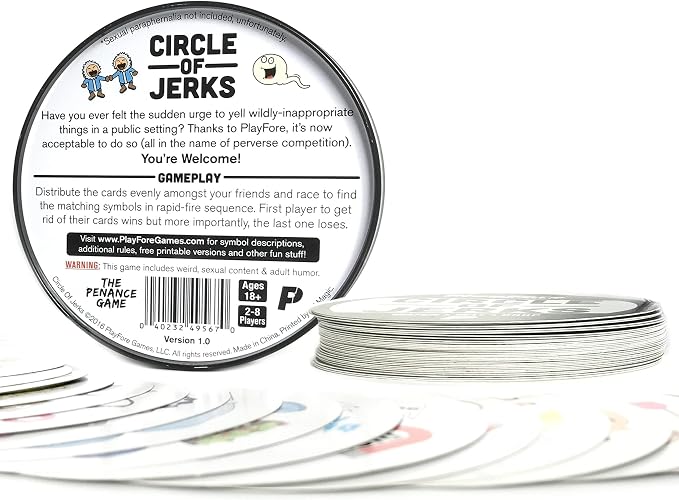 Circle of Jerks: The Fast-Paced Party Card Game for Adults - Competitive, Funny, Easy to Learn, 2 Players, Couples Game