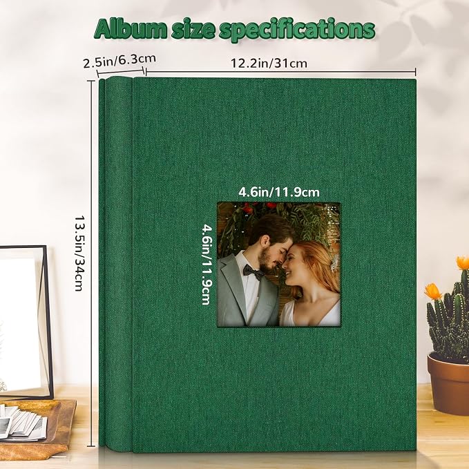 Artfeel Photo Album 4x6 with 600 Pockets,Slip-in Picture Albums,Linen Cover Memory Book with Front Window,White Page Vertical Photo Book for Wedding,Family,Anniversare,Baby,Vacation