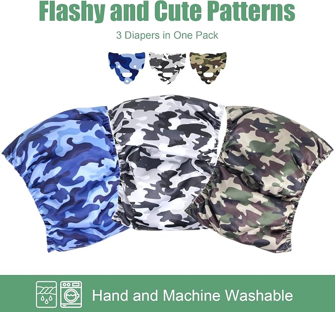wegreeco Washable Male Dog Diapers (Pack of 3) - Washable Male Dog Belly Wrap (Camo, XS)