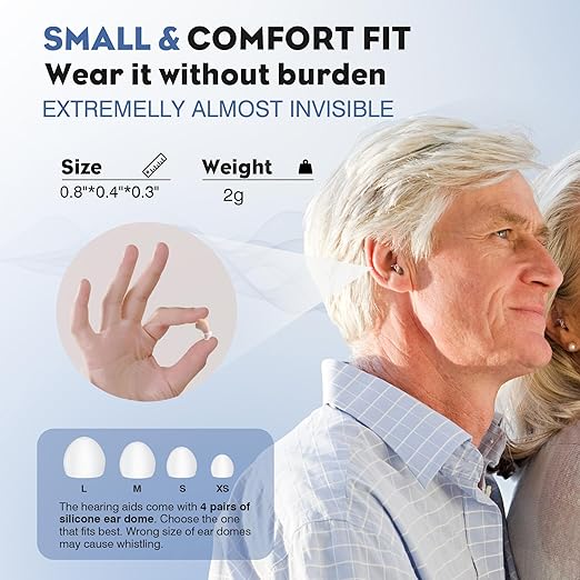Hearing Aids, Rechargeable Digital Hearing Aids for Seniors, Noise Cancelling with 16-Channel Sound Processing, Invisible Hearing Aids for Men Women (SKIN, L)