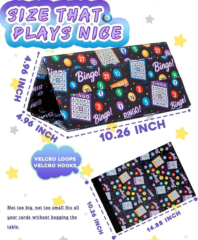 Playing Card Holder for Bingo Pull Tabs Canasta Poker Cards Black /Purple | Portacartas para Lotería, Casino Tickets, Bridge & Seniors Games for Adults Seniors