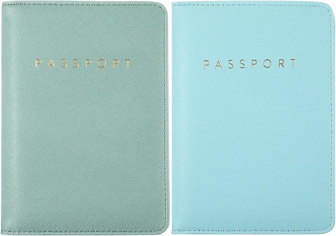 2 Pcs Passport Cover Holder for Travel Waterproof Leather Passport Wallet Case Book Travel Cruise Essentials for Women Men | 2 Pieces