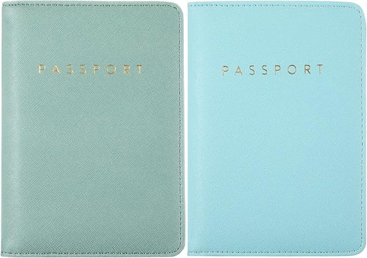 2 Pcs Passport Cover Holder for Travel Waterproof Leather Passport Wallet Case Book Travel Cruise Essentials for Women Men | 2 Pieces
