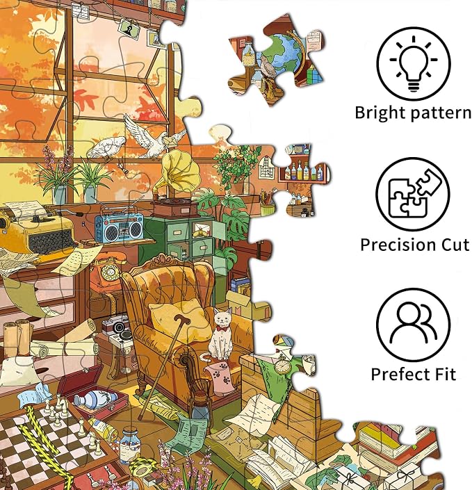 1000 Piece Jigsaw Puzzles for Adults,Detective Agency Puzzle with 1:1 HD Poster,Precise Interlocking,Letter Markings on Back,Dust-Free, Stress Relief & Ideal Family Game Gift