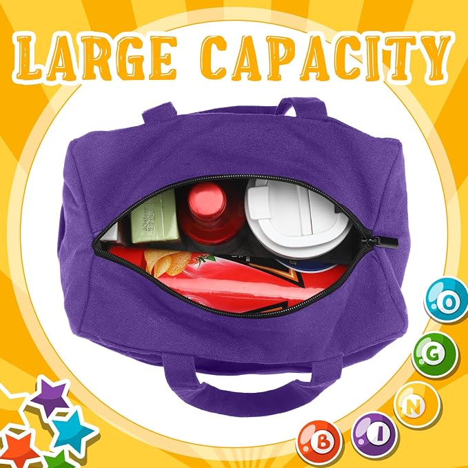 Windyun Bingo Bags Large with 10 Pockets for Daubers Dabbers Dobbers Dotters Zipper Tote Bag Bingo Card Stuff Storage Game Accessories Supplies Gift for Women Adults Seniors Mothers Day(Purple)