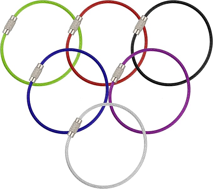 Wisdompro Wire Keychain Cable, 4.3/6.3 Inch Stainless Steel Wire Keyrings | Heavy Duty Wire Key Rings Metal Wire Cable Key Chain Loop for Luggage Tags, Keys, Crafts and ID Tags