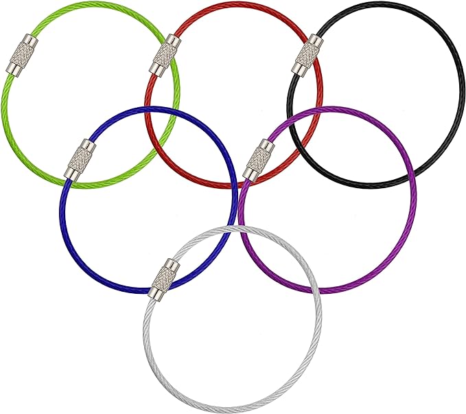 Wisdompro Wire Keychain Cable, 4.3/6.3 Inch Stainless Steel Wire Keyrings | Heavy Duty Wire Key Rings Metal Wire Cable Key Chain Loop for Luggage Tags, Keys, Crafts and ID Tags