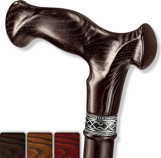 Asterom Walking Cane for Men & Women - Handmade, Ergonomic, Wooden Canes - Cool Walking Sticks for Seniors