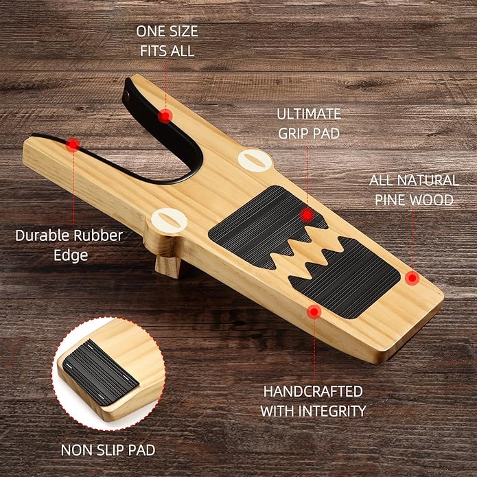 Wooden Boot Jack - Extra Wide Heavy Duty Boot Puller with Fun Crocodile Design, Ideal for Cowboy Boots, Work Boots & Shoes, One Size Fits All