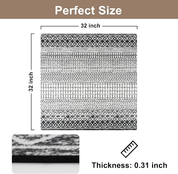 OJIA Stair Treads Non-Slip Landing Mat for Wooden Steps 31"X31" Stair Rug | Square Capet Stair Treads Matching Rug Rubber Stair Runner Anti-Slip Stair Carpet for Stairs