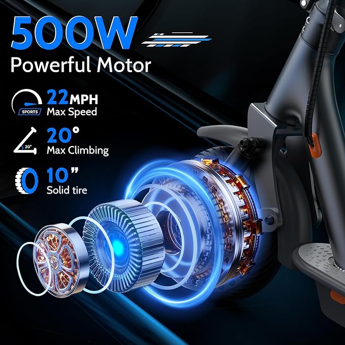 Maxshot Electric Scooter, 8.5" /10" /14" Tire, 16/19/22 Mph Top Speed, 12/16/21/27/28/49/50 Miles Long Range, Folding Escooter for Adults and Kids with Seat Bag, Dual Braking, Dual Suspension, App