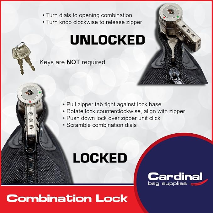 Large Combination Locking Medicine Bag, Black | Includes Pill Box, Removable Clear Bags, Prescription Bottle Organizer, Travel Carry Case, Combination Lock