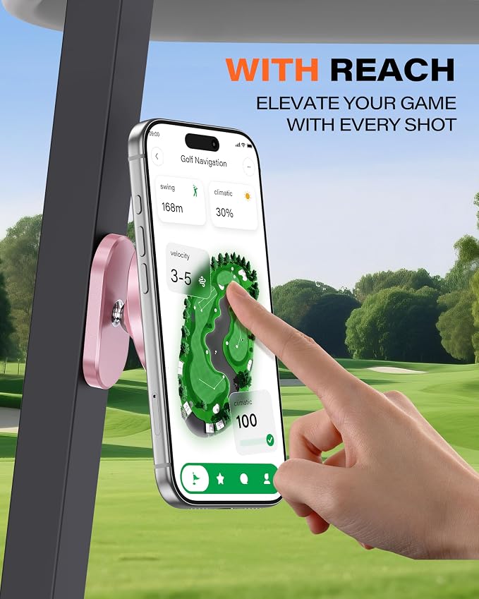 A2C Pink Alloy Magnetic Golf Cart Phone Holder, Golf Accessories for Women | Unique Golf Gifts for Female Golfers Ladies Her Girls Mom Mother Wife, Golf Accessories Essentials Fits EZGO Club Car Yamaha