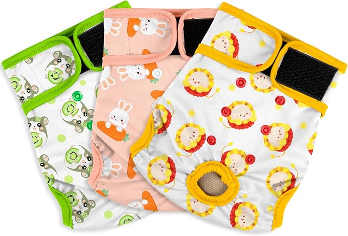 Female Dog Diapers - Premium Reusable Diapers for Doggie in Heat - for Pet Incontinence with Adjustable Snaps Rabbit, XXL