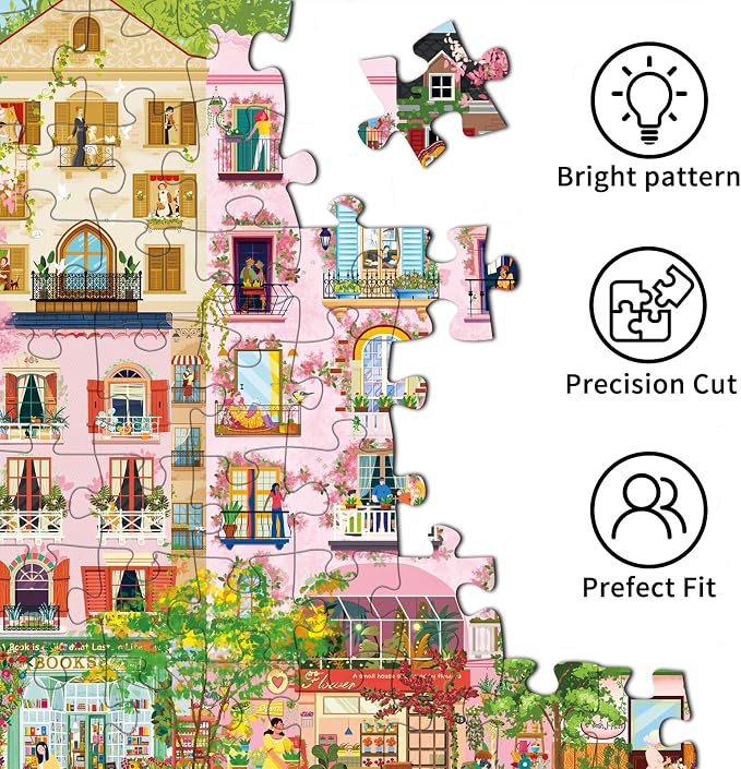 Romantic Street Scene Jigsaw Puzzles for Adults 1000 Pieces, Interlock Perfectly No Dust, Impossible Difficult Hard Fun 1000 Piece Jigsaw Puzzles for Adults-1:1 Poster
